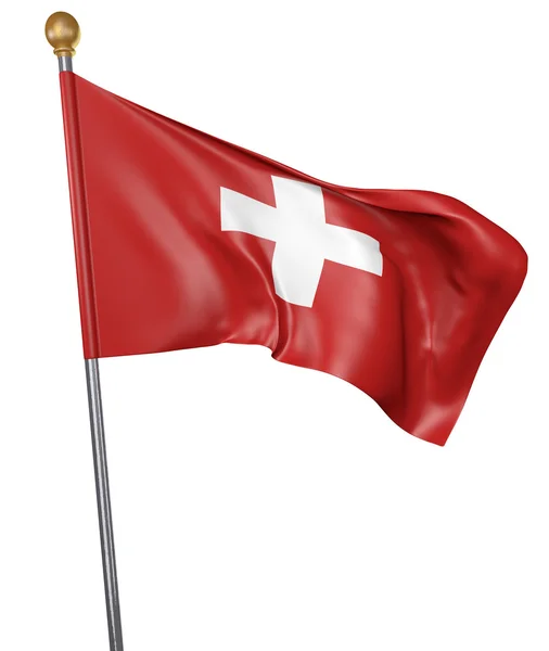 National flag for country of Switzerland isolated on white background, 3D rendering — Stock Photo, Image