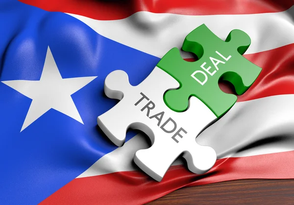 Puerto Rico kereskedelmi ajánlatokat és a nemzetközi kereskedelem fogalma, 3d-leképezés — Stock Fotó