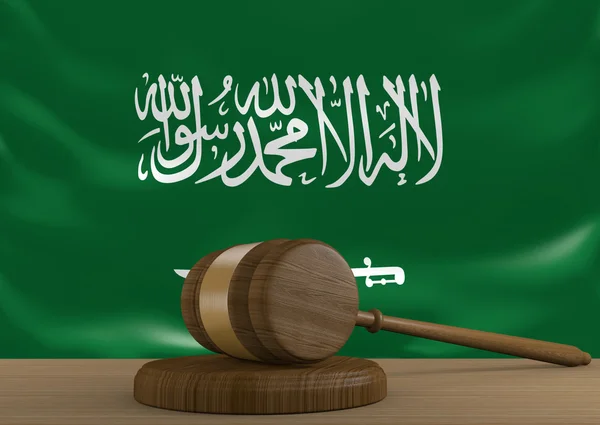 Szaúd-Arábia jog- és bírósági igazságszolgáltatás nemzeti zászló, a 3d-leképezés — Stock Fotó