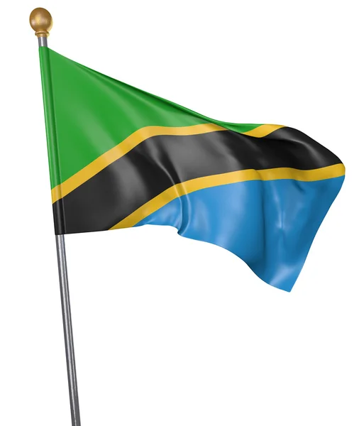 흰색 배경, 3d 렌더링에 고립 된 탄자니아의 국가 대 한 국기 — 스톡 사진