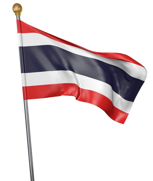 Bandera nacional para el país de Tailandia aislada sobre fondo blanco, representación 3D —  Fotos de Stock