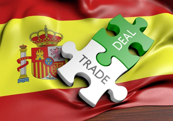 Espagne accords commerciaux et concept de commerce international, rendu 3D — Photo