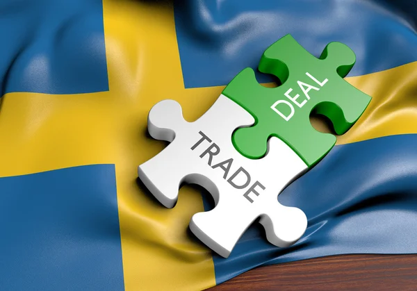 Suécia negócios comerciais e conceito de comércio internacional, renderização 3D — Fotografia de Stock