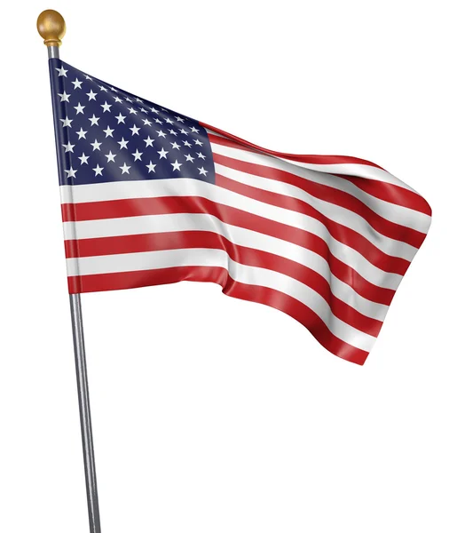 Bandera nacional para el país de Estados Unidos aislada sobre fondo blanco, representación 3D — Foto de Stock