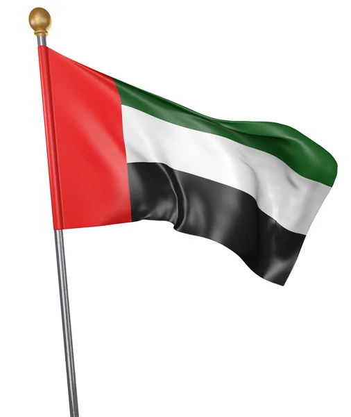 Государственный флаг для страны Объединенных Арабских Эмиратов изолирован на белом фоне, 3D рендеринг — стоковое фото