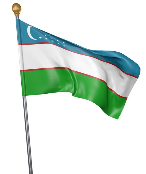 Bandiera nazionale per il paese di Uzbekistan isolato su sfondo bianco, rendering 3D — Foto Stock