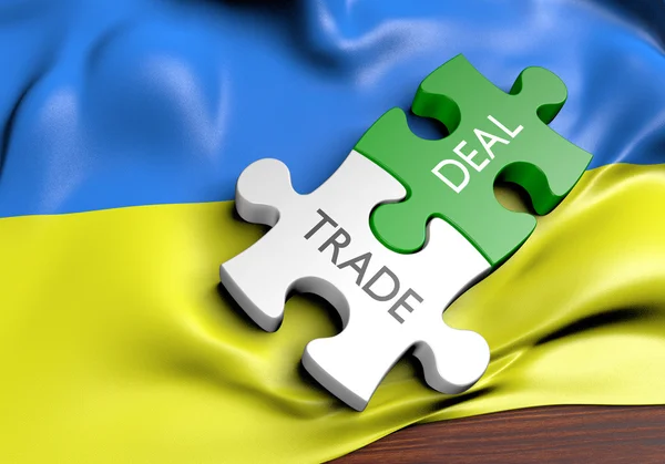 Торговые сделки Украины и концепция международной коммерции, 3D рендеринг — стоковое фото