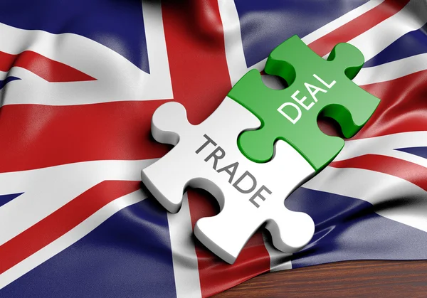 Торговые сделки в Соединенном Королевстве и концепция международной торговли, 3D рендеринг — стоковое фото