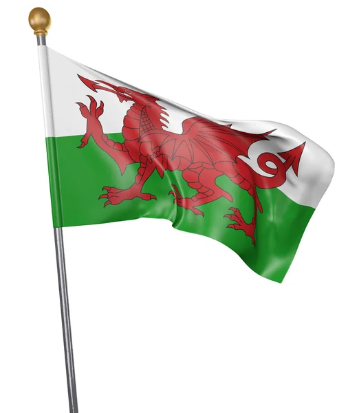 Государственный флаг Уэльса изолирован на белом фоне, 3D рендеринг — стоковое фото