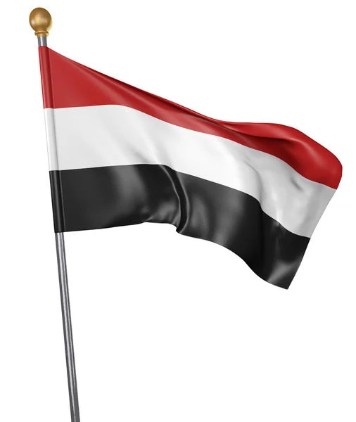 Flagga för land av Jemen isolerad på vit bakgrund, 3d-rendering — Stockfoto