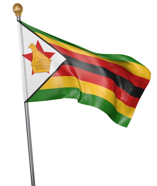 Nationalflagge für das Land Zimbabwe isoliert auf weißem Hintergrund, 3D-Darstellung — Stockfoto