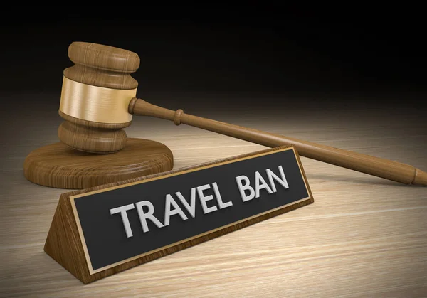 Court law concept of a legal ruling to block travel ban restrictions, 3D rendering — Stock Photo, Image