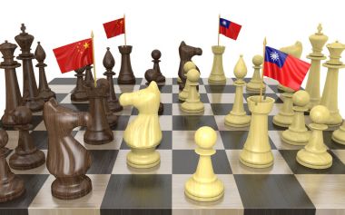 Çin ve Tayvan dış politika stratejisi ve güç mücadelesi, 3d render