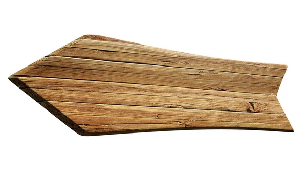 Strzałka w kształcie znak reklamy zarządu tło z drewna tekstury na białym tle na białym, renderowania 3d — Zdjęcie stockowe