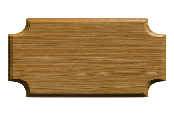 Placa de textura de madeira ou fundo de sinal com cantos côncavos isolados em branco, renderização 3D — Fotografia de Stock
