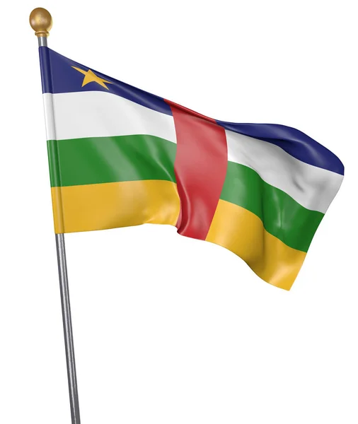 Státní vlajka země Středoafrické republiky izolovaných na bílém pozadí, 3d vykreslování — Stock fotografie