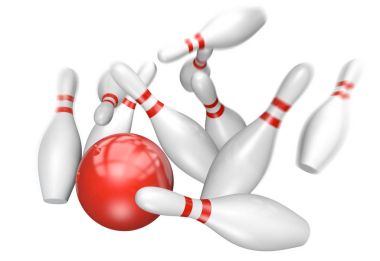 On iğneler, 3B oluşturma vurma bir kırmızı top bowling grev kavramı