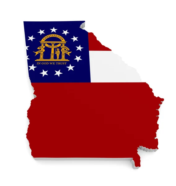 Földrajzi szegély megjelenítése és elszigetelt fehér háttér, 3d rendering Georgia állam zászlaja — Stock Fotó