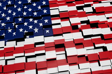 Amerika Birleşik Devletleri ülke bayrağı arka plan dijital mozaik karolar, 3d render kurdu