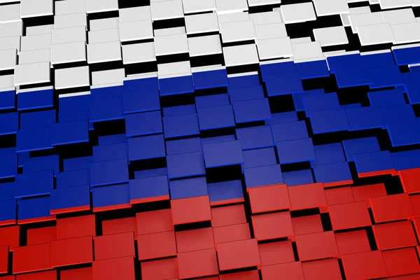 Latar belakang bendera negara Rusia terbentuk dari ubin mosaik digital, render 3D — Stok Foto