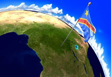 Dr Kongo ulusal bayrak dünya haritası üzerinde ülke konumunu işaretleme