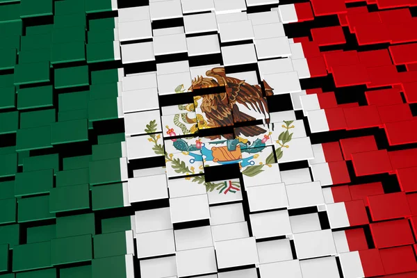 Fondo de bandera de México formado a partir de mosaicos digitales, renderizado 3D —  Fotos de Stock