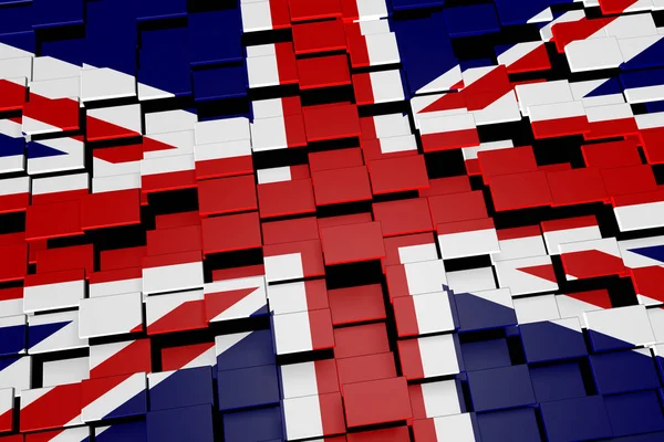 İngiltere bayrak arka plan dijital mozaik karolar, 3d render kurdu — Stok fotoğraf