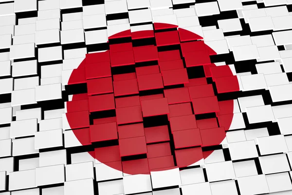 Fondo de la bandera de Japón formado a partir de azulejos de mosaico digital, representación 3D — Foto de Stock