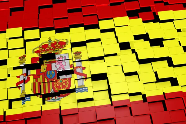 Tle flaga Hiszpania utworzone z mozaiką na cyfrowy w renderingu 3d, — Zdjęcie stockowe
