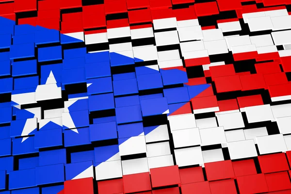 푸에 토 리코 깃발 배경 디지털 모자이크 타일, 3 차원 렌더링에서 형성 — 스톡 사진