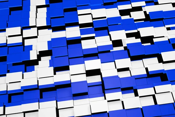 Greece flag background formed from digital mosaic tiles, 3D rendering — Stock Photo, Image