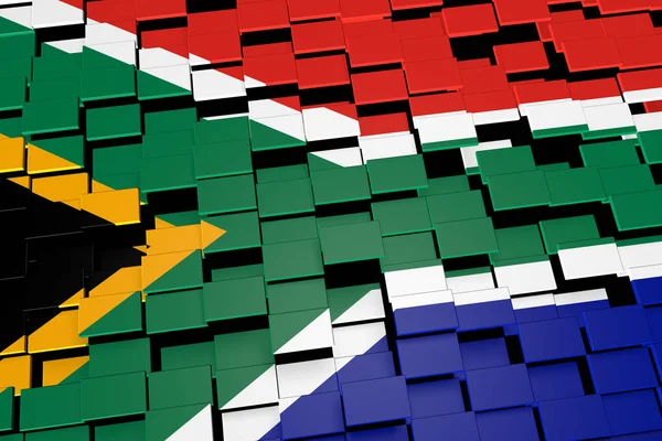 Bandeira da África do Sul fundo formado a partir de mosaicos digitais, renderização 3D — Fotografia de Stock