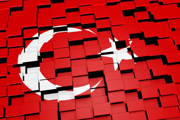 Türkei Flagge Hintergrund aus digitalen Mosaikfliesen, 3D-Rendering gebildet — Stockfoto