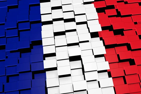 Fondo de la bandera de Francia formado a partir de azulejos de mosaico digital, representación 3D — Foto de Stock