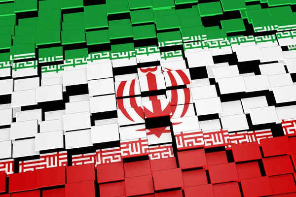 Фон флага Ирана, сформированный из цифровой мозаики, 3D рендеринг — стоковое фото