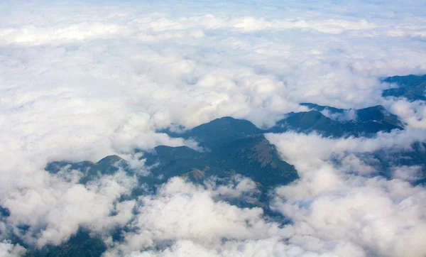 Taiwan Mountains Breaking Sea Dense Cloud Cover Stock Image