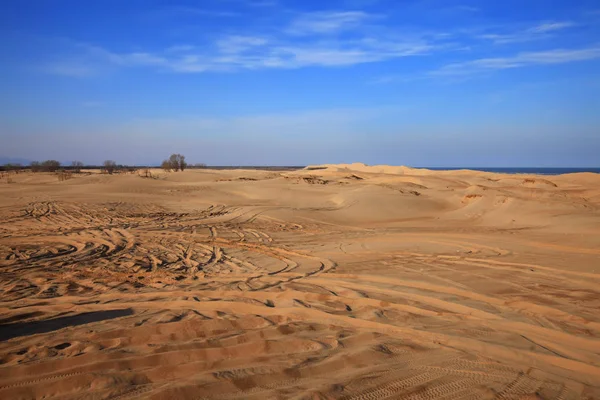 Die Wüste unter blauem Himmel — Stockfoto
