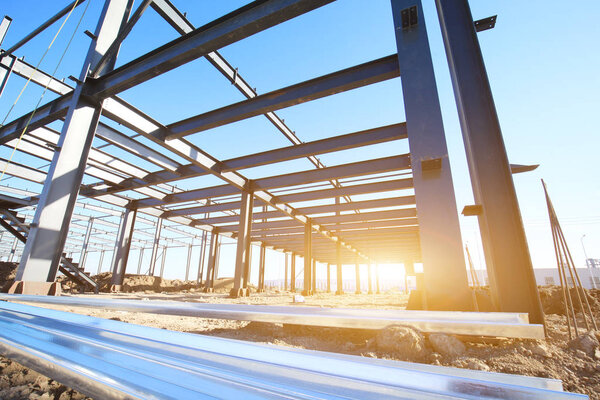 In the construction site, steel structure is under construction