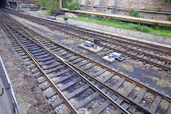 Treno merci binari — Foto Stock