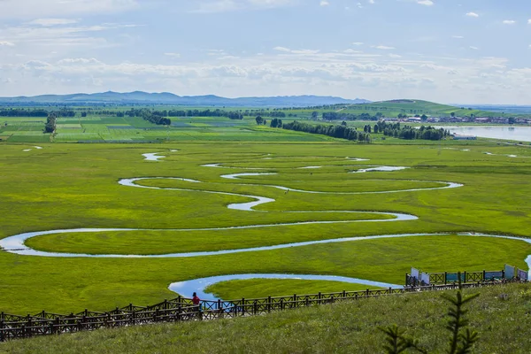 El río en el pastizal — Foto de Stock