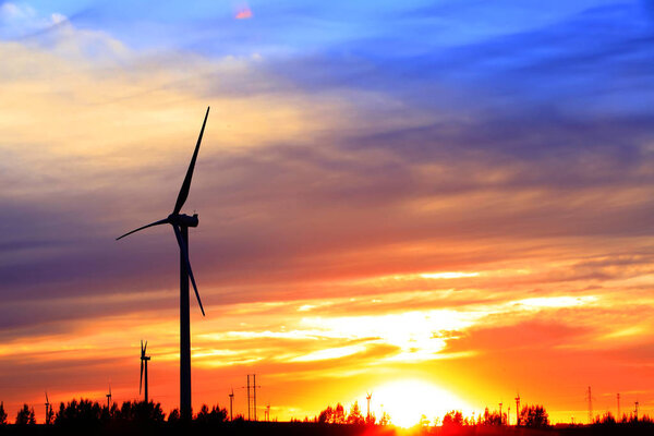 Wind turbines in the evening