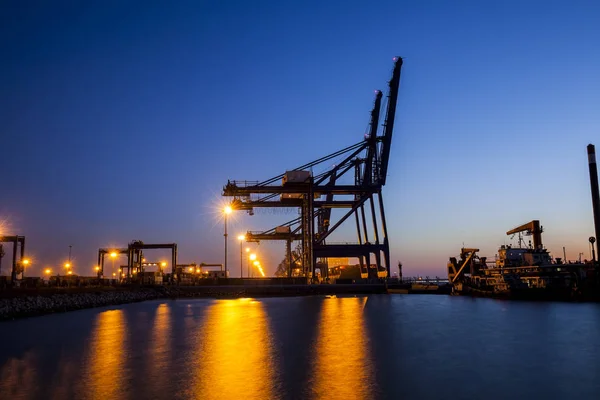 Container terminal in the evening — Stock Photo, Image