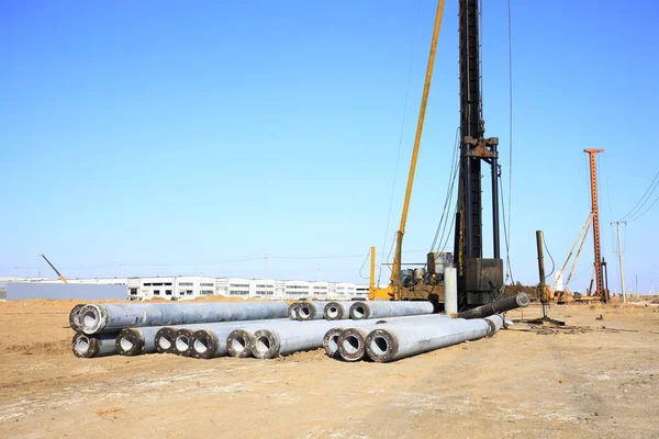Cement pipe in the construction site — Stock Photo, Image