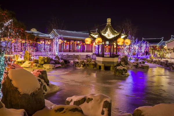 stock image Chinese traditional buildings at night