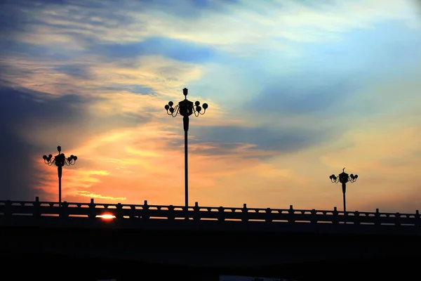 The street lamps are in the evening — Stock Photo, Image