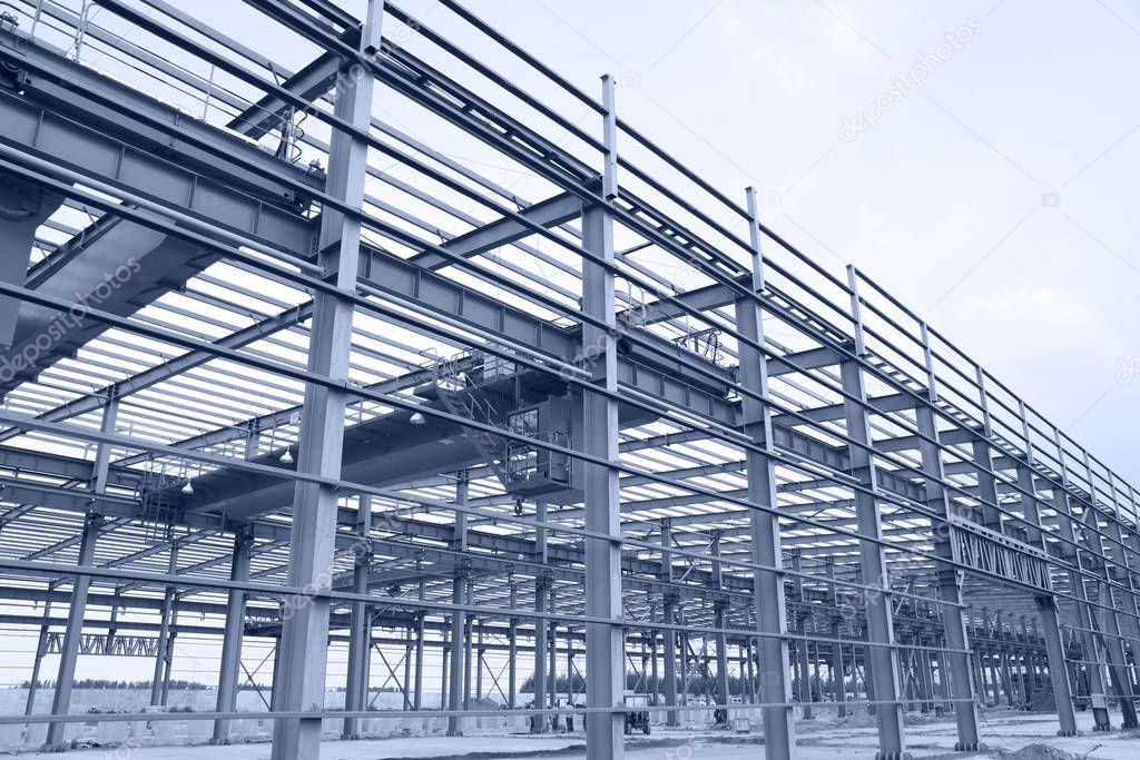 In the construction site, steel structure is under construction