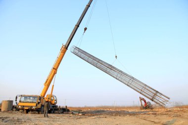 Bridge construction under performing the steel reinforcement of 