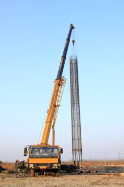 Bridge construction under performing the steel reinforcement of 