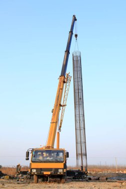 Bridge construction under performing the steel reinforcement of 