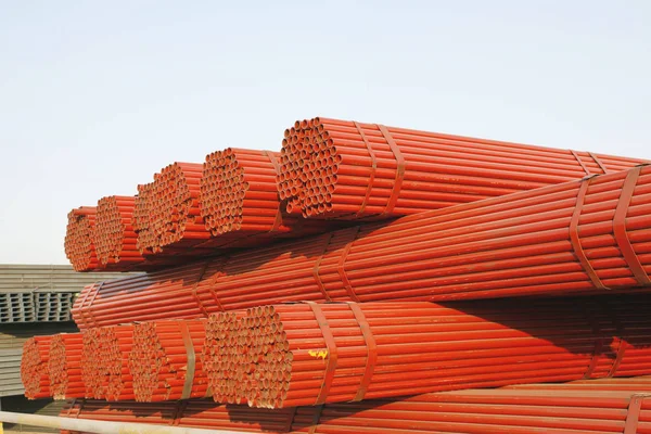 Steel pipe piled up together